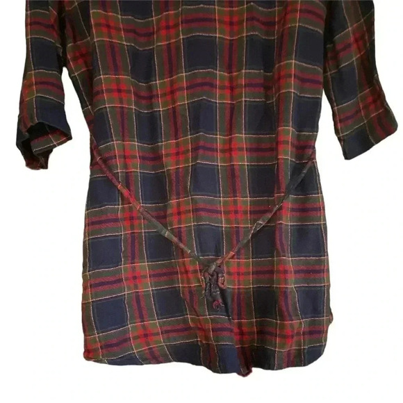 One Femme Plaid Button-Up Tunic W/ Waist Belt Size Med-large Pre-Owned - Picture 9 of 14